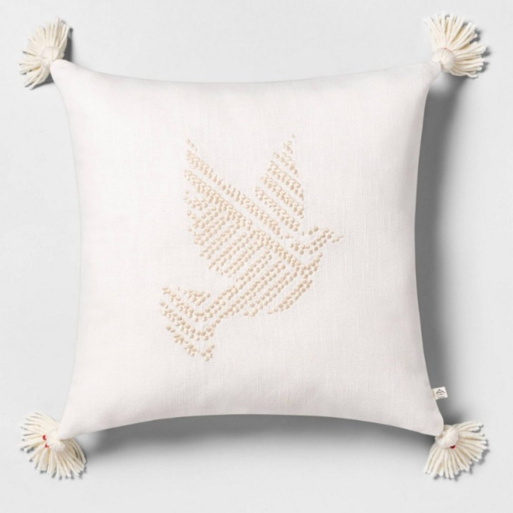 Hearth & Hand By Magnolia Cream Dove Christmas Pillow NEW